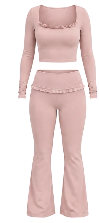Render frontal de Juliette de manga larga y pantalón